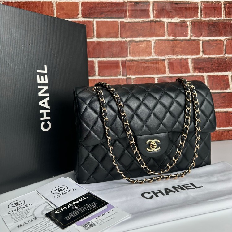 CHNL FLAP BAG 3,55 BUYUK BOY %100 HAKİKİ DERİ SİYAH